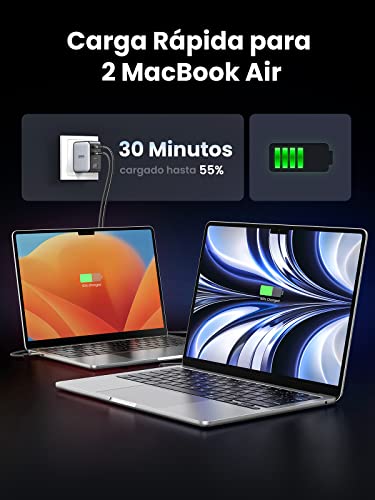 UGREEN Nexode 100W Cargador USB C GAN con 4 Puertos Cargador Tipo C Cargador PD Admite PPS Compatible con Samsung Galaxy S23 S22 Ultra, S23 S22+, iPhone 14 13 12 SE, Xiaomi Mi12 MacBook Pro iPad Air